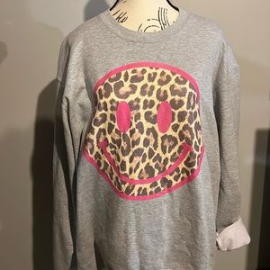 Vintage Leopard print smiley face print sweatshirt